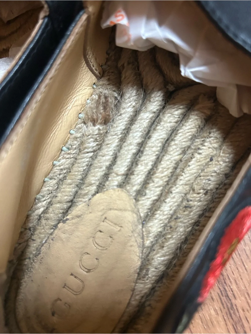 Gucci Black Embroidered Floral Espadrille Slip-Ons